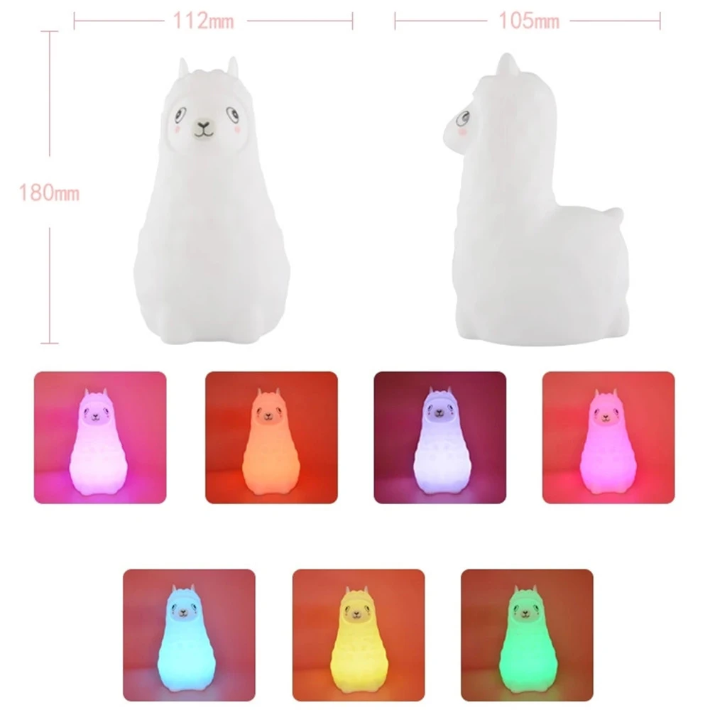 Альпака RGB светодиодный Ночной светильник сенсорный Сенсор мультфильм