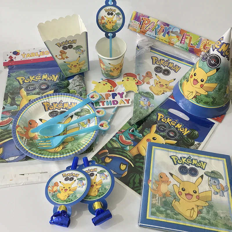 

Pokemon Go Theme Birthday Party Decorations Kids 10person Pokemon Party Supplies Tableware Set Paper Plates Baby Shower Favor