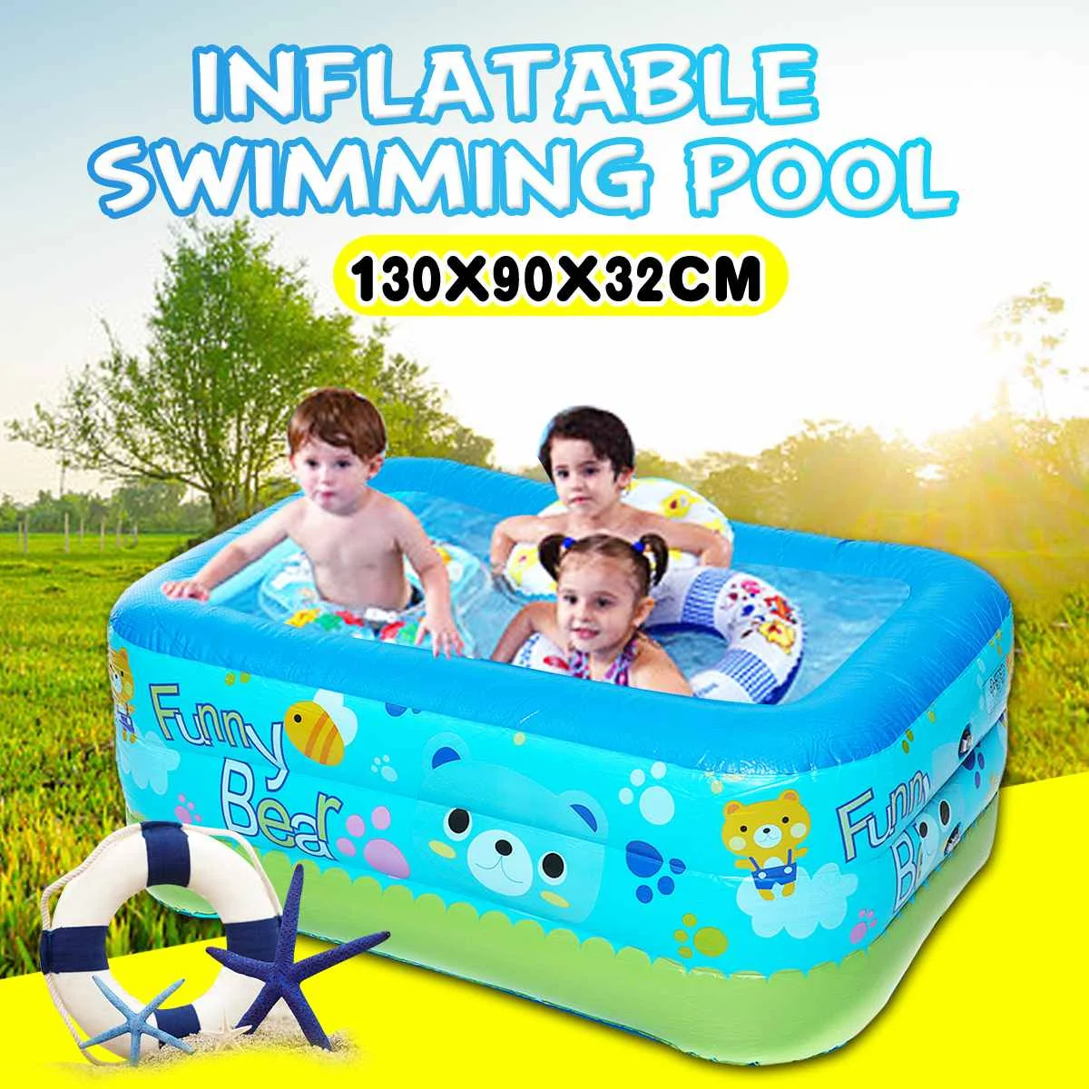 

130cm Children Bathing Tub Baby Home Use Paddling Pool Inflatable Square Swimming Pool Kids Inflatable Pool