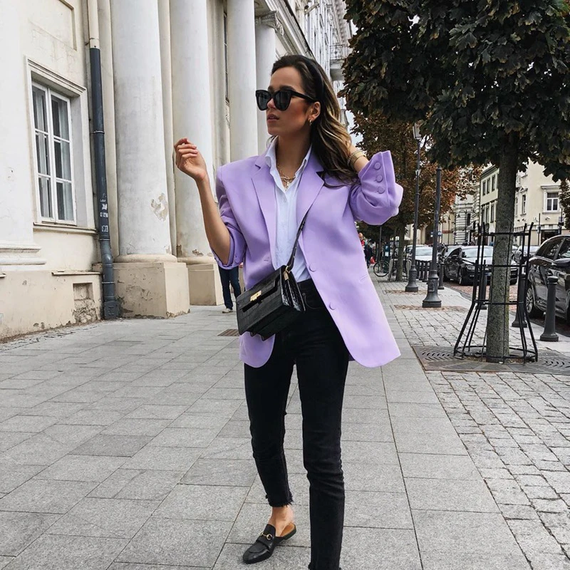Fashion Autumn 2019 Casual Women Blazer Solid Long Sleeve Notched Collar Pocket Tops Suit Coat Outerwear Women Jacket Blazer