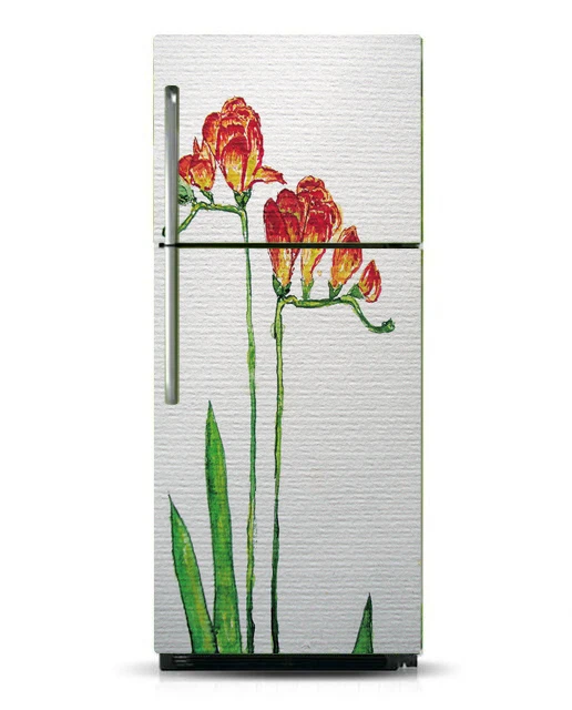 3D Dishwasher Refrigerator Freeze Door Sticker Two Flowers ...