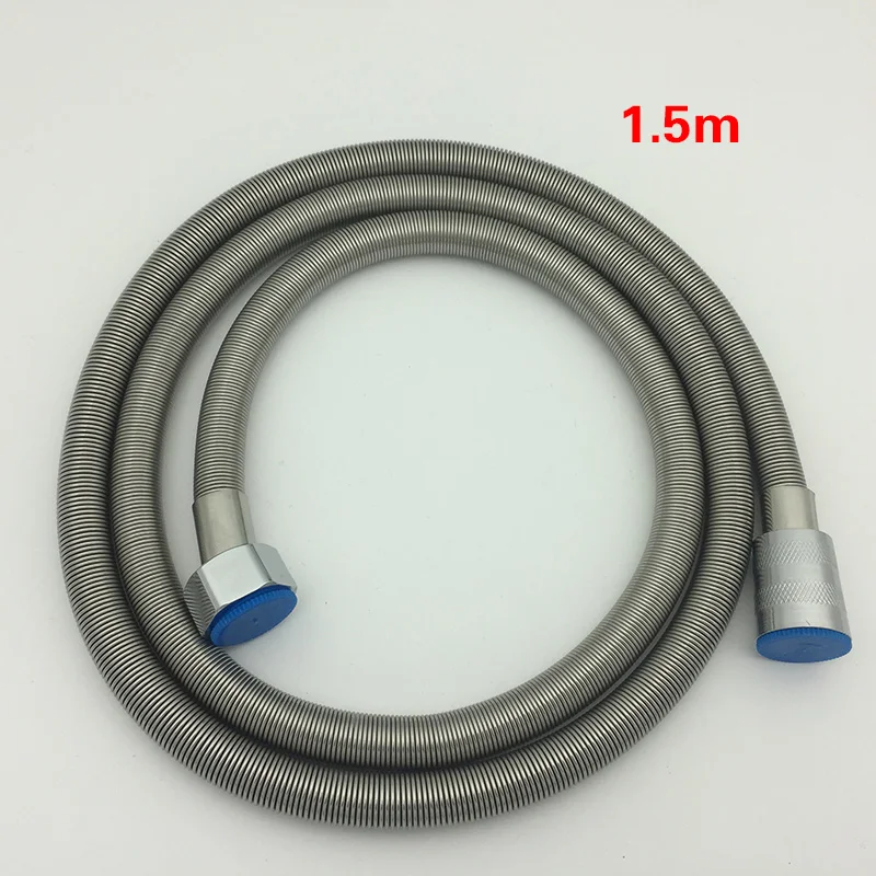 FOHEEL stainless steel shower spring hose water heater explosion-proof braided nozzle pipe brass copper cap silicone tube - Цвет: 1.5m