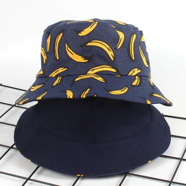 2018 Two Side Reversible Banana Bucket Hat Women Unisex Fashion Bob