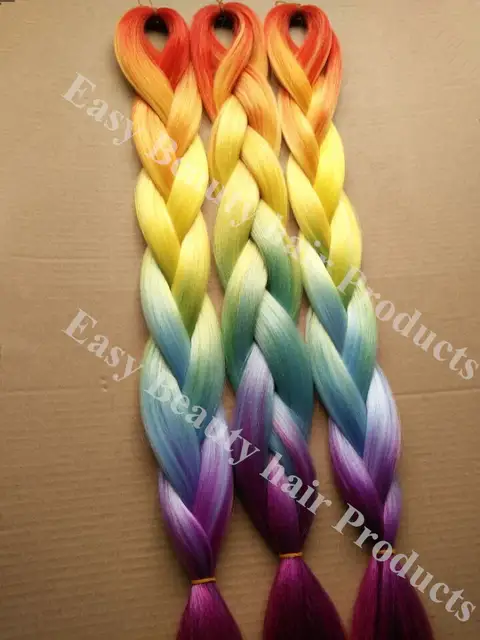 Internet Magazin Rainbow Color Ombre Synthetic Hair Kanekalon