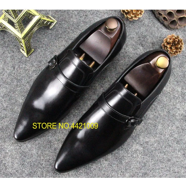 

Italian Leather Shoes For Men 2018 Spring Summer Buckles Man Dress Wedding Formal Oxfords Slip On Male Party Prom Oxfords