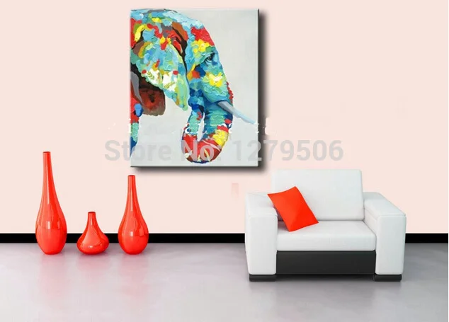 New Hand Painted Elephant Oil Paintings on Canvas Colored Animal Paint for Decoration in Home Office.jpg