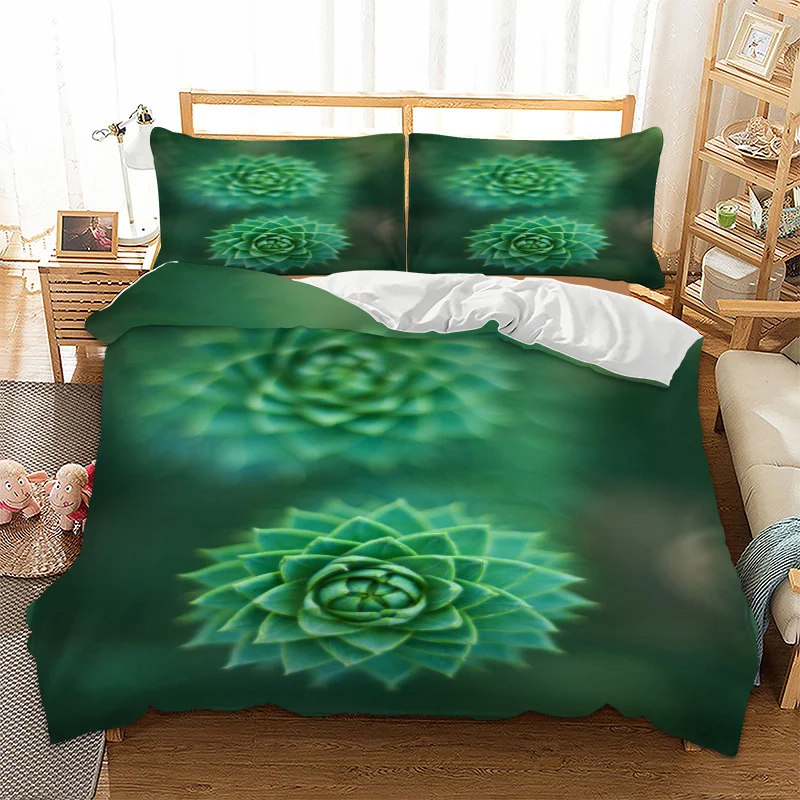 

Plant Bedding Set Twin Full Queen King Single Double Size Green Duvet Cover Pillow Cases 3D Bed Linen Set 3pcs