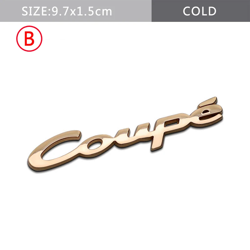 Автомобильная эмблема, значок, наклейка на дверь, окно, тело, авто Декор, наклейка для Porsche Buick hyundai Maserati Bentley Audi BMW SAAB Coupe, логотип - Название цвета: Gold-Coupe-B