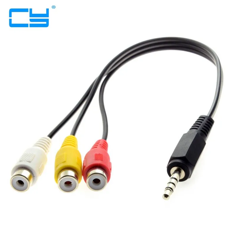 

5pcs 3.5mm 1/8 "Macho Cabo AUX Carro Estereo para 3 RCA Femea AV Audio Video Composite Cabo 20 cm