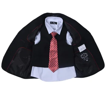 

New Fashion Black Boys Suits with Tint Striped Boy Formal Suit Blazers 3-Piece Suits Including Pant coat Vest