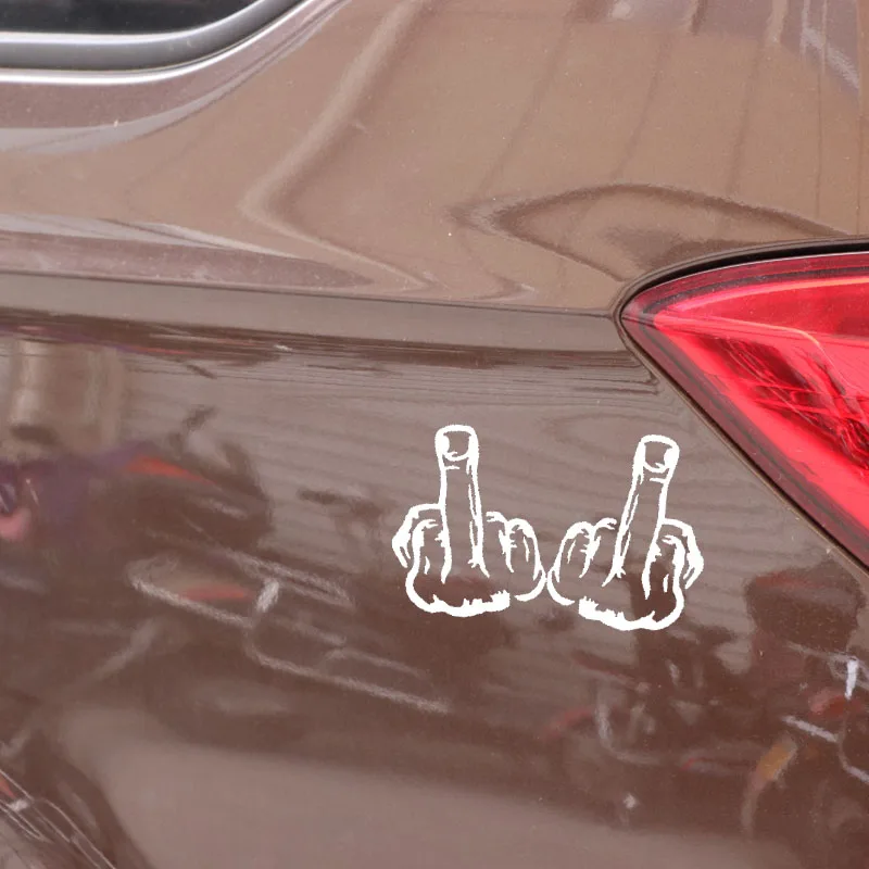 YJZT 15.7CM*10.1CM Personality Middle Finger Funny Vinyl Decal Car