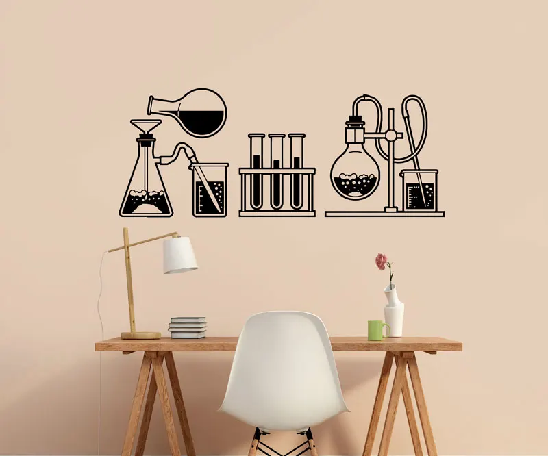 

Chemical Laboratory Wall Decal Glass Flask Vinyl Sticker Home Living Room School Classroom Office Art Deco Wall Sticker KX14