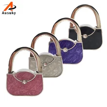 1pc Portable Folding Rhinestone Crystal Alloy Handbag Bag Hanger Hook Holder Purple Newest 2016 Fashion 30