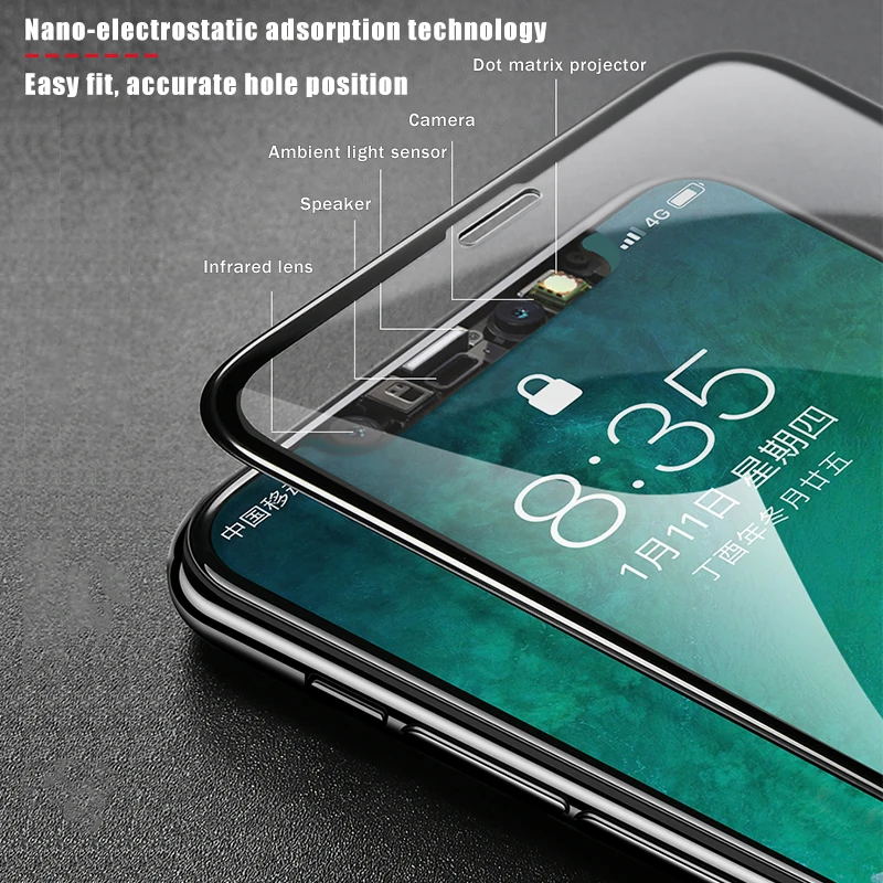 6D закаленное стекло для защиты экрана iPhone 8 7 6 6S Plus X Ten 10 полное покрытие защитная