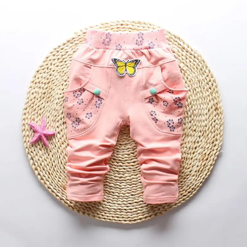 Г. Новинка, весна, хлопок, высокое качество, милые штаны для маленьких девочек с вышитыми бабочками детские штаны для девочек от 0 до 3 лет - Цвет: pink