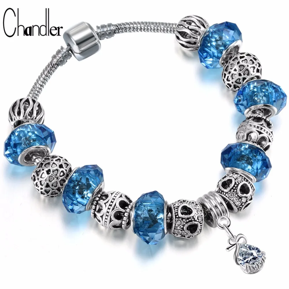 Chandler Best Selling Blue Charm Love Crystal Bracelet For Women Low