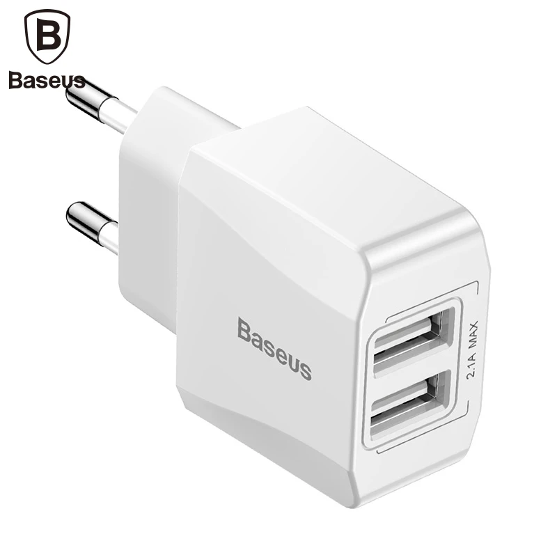 Baseus شاحن USB مزدوج الجدار شاحن الهاتف المحمول شحن الاتحاد الأوروبي محول القابس ل فون باد سامسونج Xiaomi الهاتف شاحن