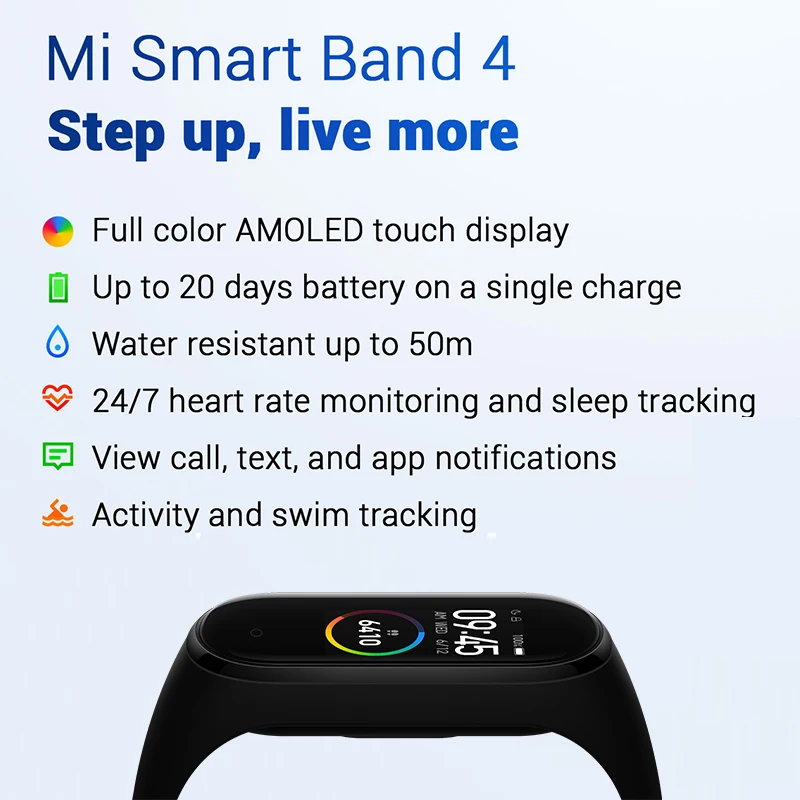 Xiaomi Mi Band 4 фитнес Смарт часы с пульсом 0 95 &quotAMOLED цветной сенсорный экран miband