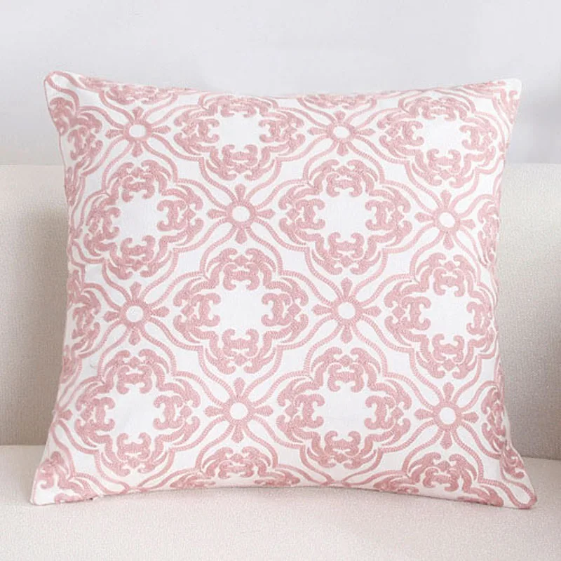 Современная хлопковая наволочка для подушки с вышивкой 45x45 см, декоративная Геометрическая наволочка, домашний декор для дивана, наволочка для подушки - Цвет: Pink-ClassicalFlower