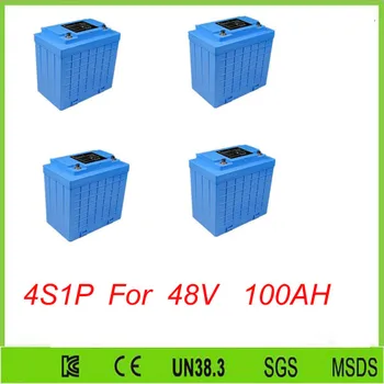 

Free shipping 4pcs 4S1P High-rate lifepo4 12V 100ah rechargeable li-ion power tool battery For 48V 100AH lifepo4 battery pack