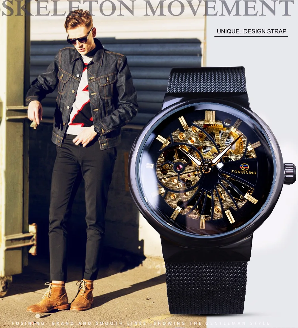 Thin Case Unisex Design Waterproof Mens Watches for Forsining
