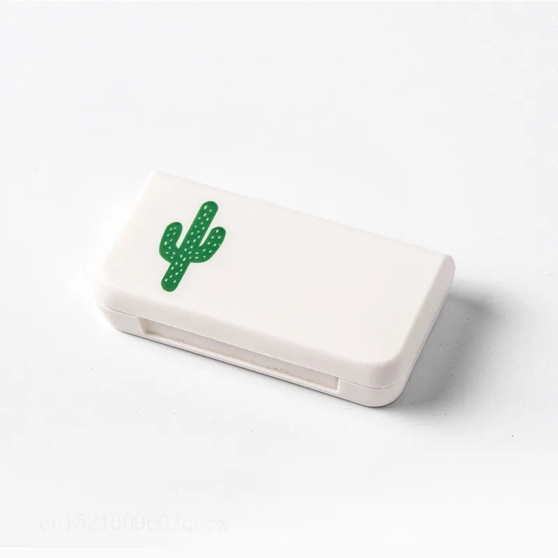 2 шт. 3 сетки портативный Pill Cutter разветвители белый Творческий Pill Box складной Pill Чехол Контейнер для медикаментов Органайзер - Цвет: Cactus