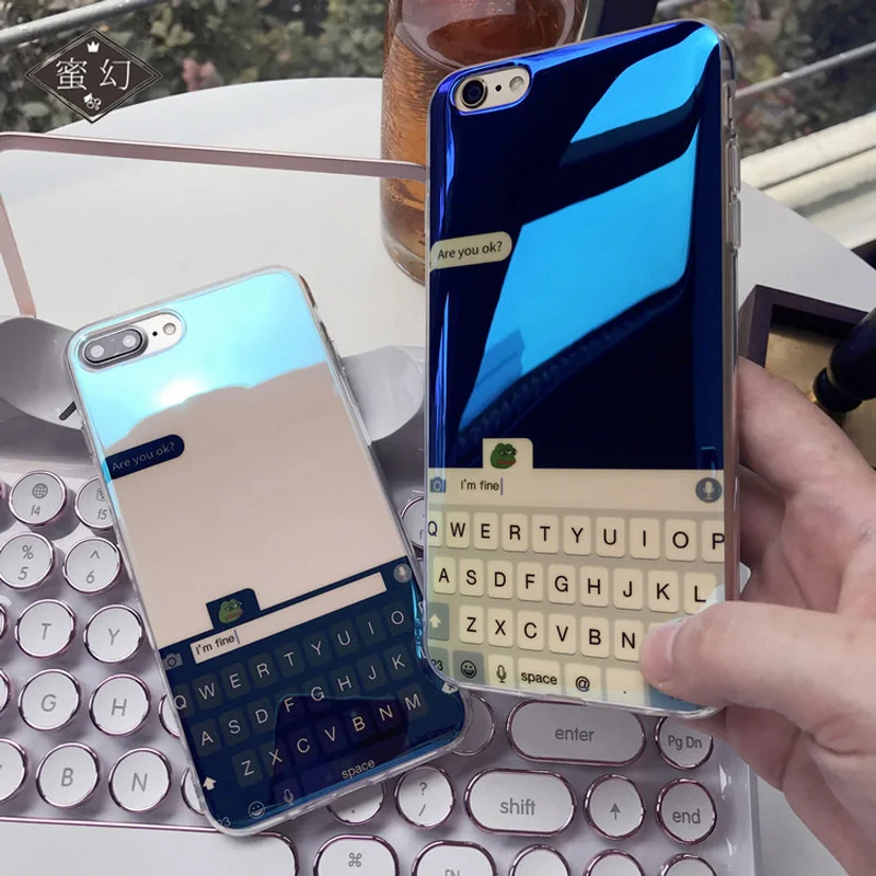 

JAMULAR Cartoon Keyboard Soft Phone Case for iphone X 8 7 Plus Blue Glossy Phone Cover for iphone 6 6s 7 8 Plus Case Shell Coque