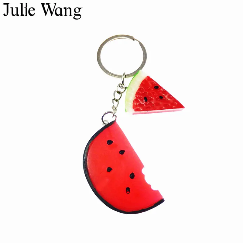 Julie Wang 1 шт. резиновый креативный красный брелок Арбуз для ключей Подвески