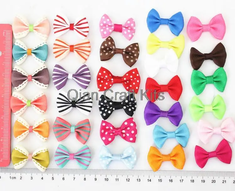 

250 шт Ассорти 35 мм frilly Grosgrain ленты лук Аппликация горошек галстуки-бабочки, бутик детские ленты банты для волос