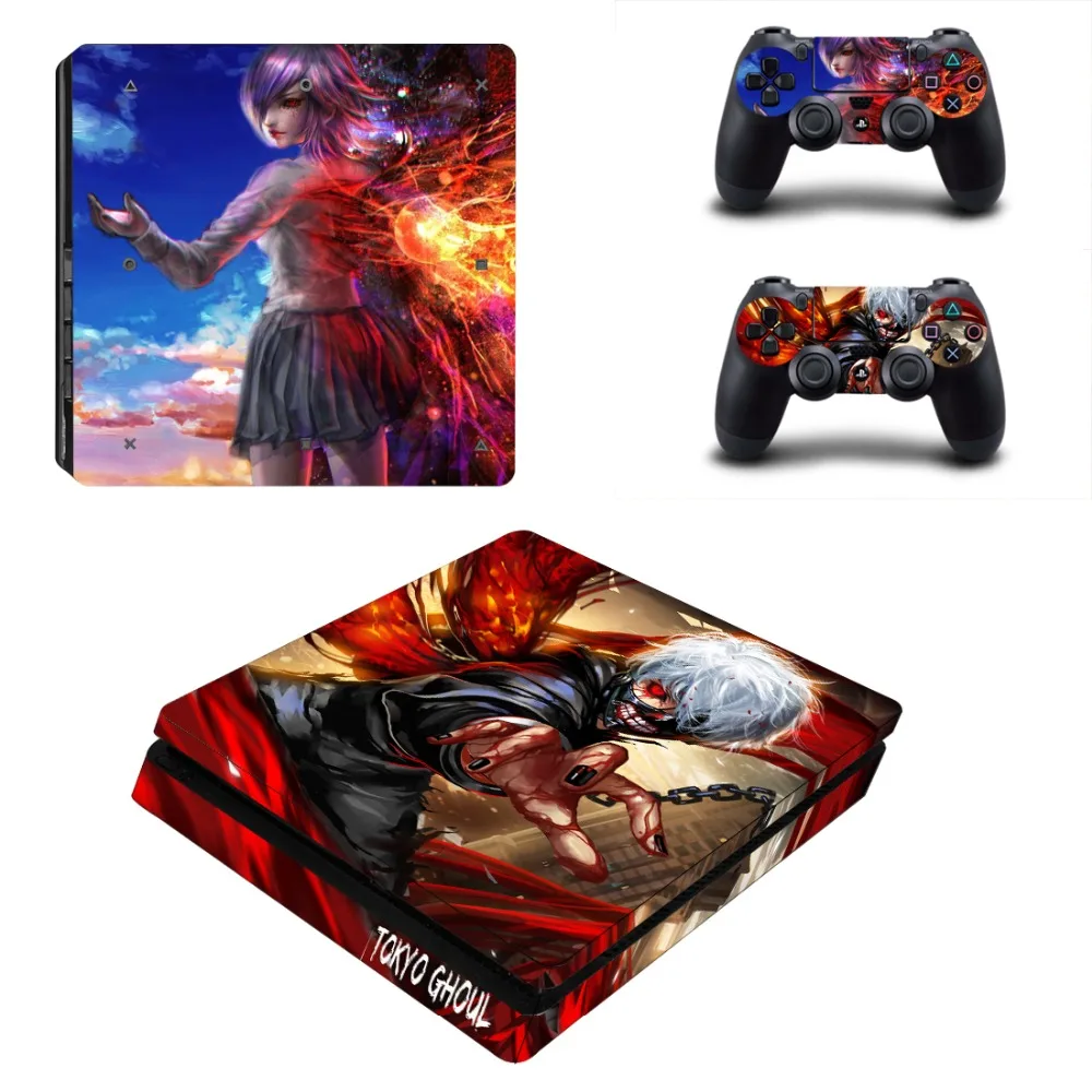 Виниловая наклейка Аниме Tokyo Ghoul PS4 Slim Skin для консоли Sony Playstation 4 и 2 контроллера