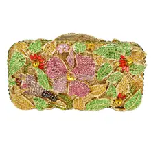 LaiSC Box form abendtaschen Luxury kristall abend handtaschen bunte blume kette hochzeit geldbörse abendessen pochette Kupplung SC75