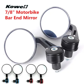 

KOWELL 1Pair 7/8" Universal Motorcycle Bar End Rearview Mirrors Rear View Mirrors Round Motobike Replacement Accessories Parts