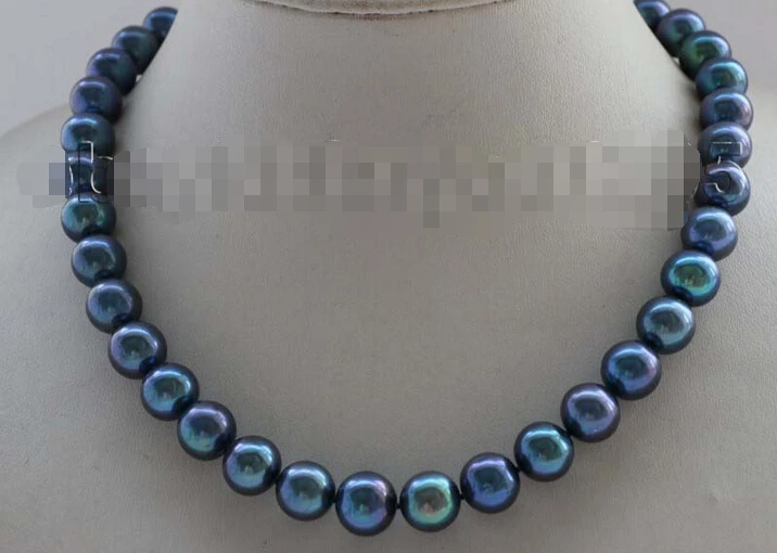 

FREE SHIPPING 17.5" Genuine Luster Natural 12mm Peacock Round Pearl Necklace #f2058!
