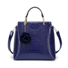 Новая женская сумка из лакированной кожи, сумки из крокодиловой кожи, винтажная женская сумка-тоут, женская модная сумка на плечо, сумки с кожаным цветком