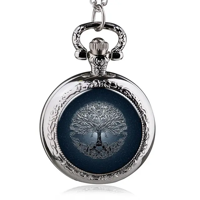 Unique Design Middle Size Tree Of Life Theme Quartz Pocket Watch Necklace Pendan Unique Design Middle Size Tree Of Life Theme Quartz Pocket Watch Necklace Pendan