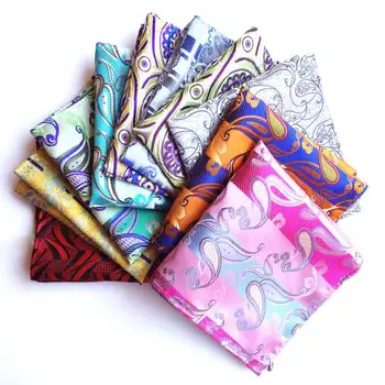 

New Fashion Paisley Pink Red Yellow Silk Stripes Pocket Square Hanky For Men Jacquard Woven Classic Wedding Party Handkerchief