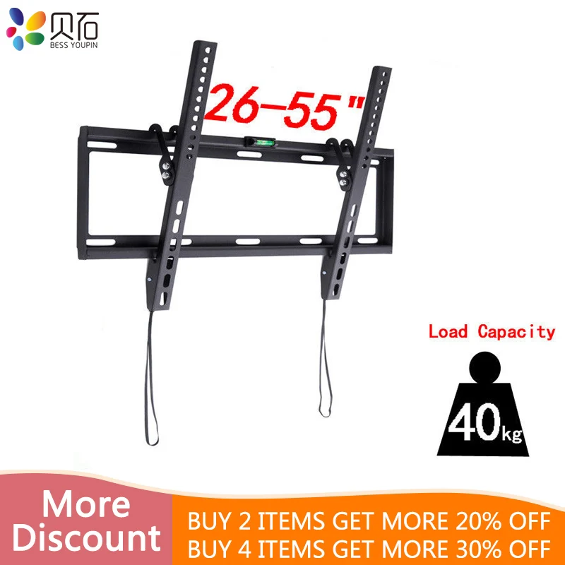 

Universal Tilting Plasma LCD LED ultra HD TV Wall Mount Bracket Fit for 26"-55" Max Support 40KG Weight Vesa 400x400mm
