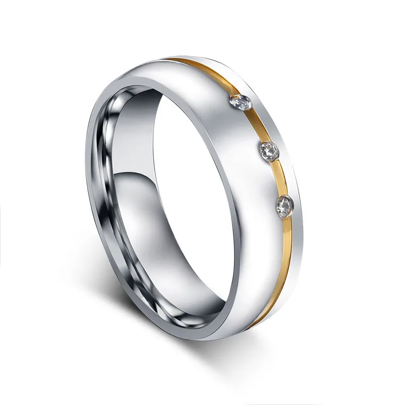 Lover's Нержавеющая сталь кольца для мужчин и женщин кольца пара в комплекте с набором подходящих сумочек обручальные кольца кубического циркония CZ цвета: золотистый, серебристый