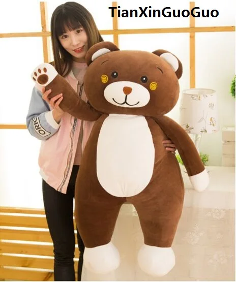 

large 95cm lovely cartoon brown bear plush toy soft cotton bear doll hugging pillow birthday gift s0034