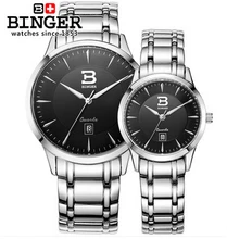 Brand Binger Luxury Black Classic Couple Lover font b Women b font Men Quartz Full Stainless