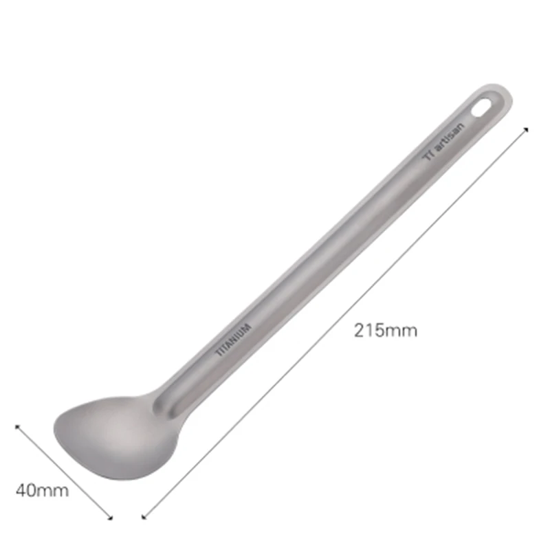 Tiartisan Titanium Long Handle Spoon Outdoor Portable Dinner Spoon Camping Picnic Cutlery Outdoor Traveling Tableware Ta8119 - Color: Sandblasted