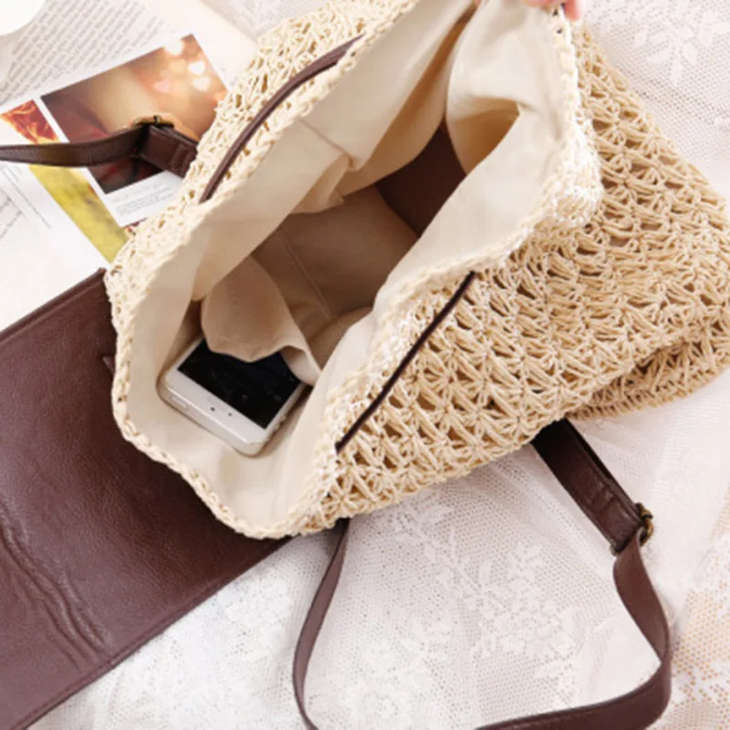 Women Backpack Drawstring Female Fashion Straw Bag Summer Beach INS Popular Lady Weave Back Pack Bag Large Travel Mochila BP0234 (10)