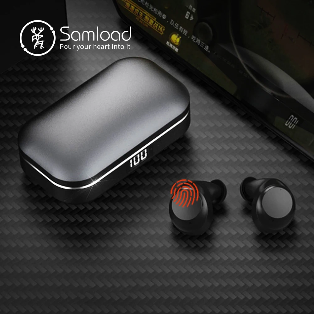 

Samload True Wireless Stereo Headphone mini in ear Bluetooth 5.0 Earbuds HIFI Sound Headphone with 1000 mAh Metal Charging Case