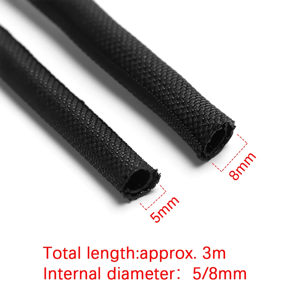 Черная упаковка плетеный кабель рукав 5/8 мм* 3 м общие провода шланг внутренней проводки защита гибкий нейлоновым чехлом Кабельный организатор