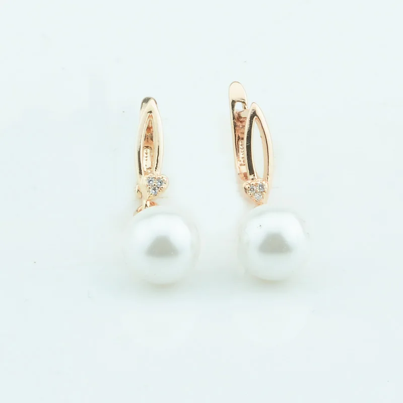 

2018 New 3 Style Women Femme 585 Rose Gold Color Simulated Pearl Ball Long Earring White Drop Earrings