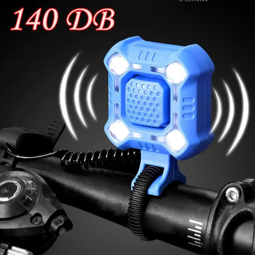 5 Modes USB Bike Lights With 140dB Horn IPX6 Waterproof Rechargeable