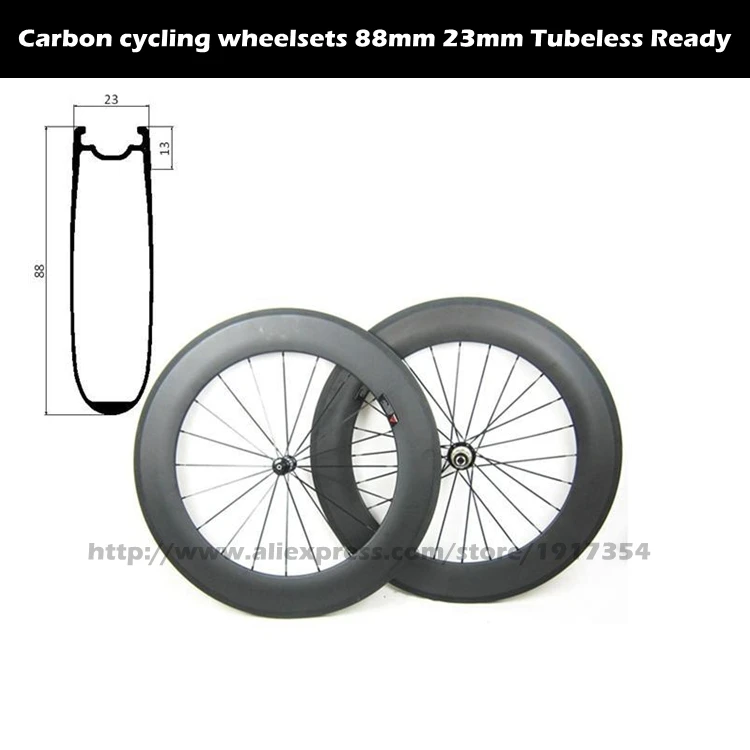 700C 88mm carbon fiber wheels cycling clincher wheels, road bike carbon