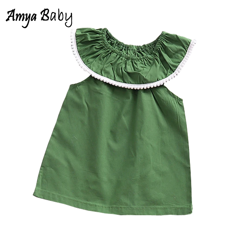 Amyababy платье для маленьких девочек летняя детская одежда без рукавов сплошной цвет платья для девочек Детский костюм повседневная одежда