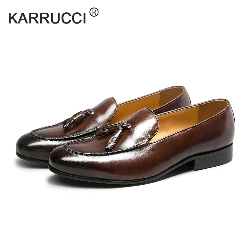 Туфли KARRUCCI мужские из натуральной кожи ручной работы роскошные лоферы без