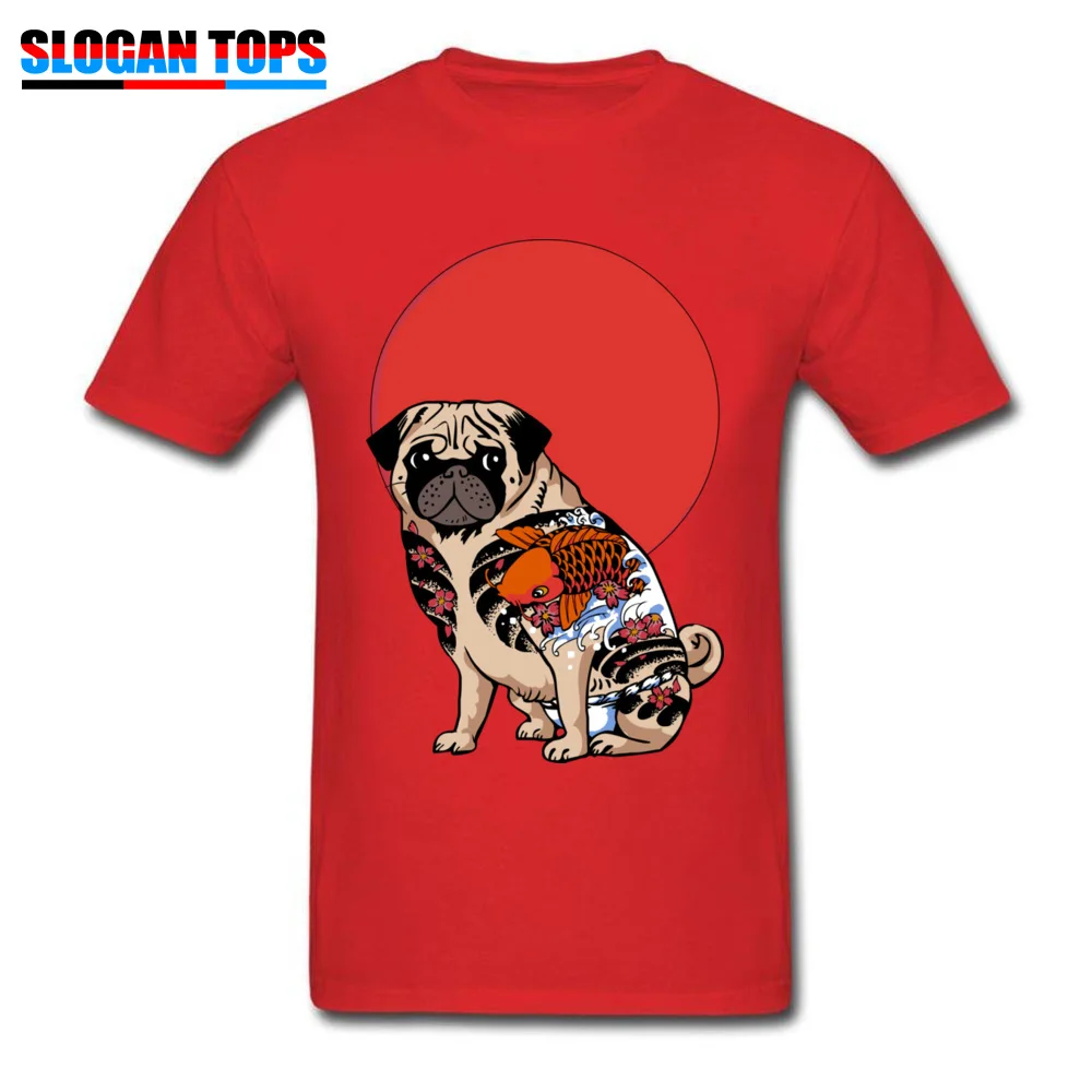 YAKUZA PUG T Shirts Coupons Short Sleeve Leisure Cotton Fabric Round Collar Men Tops Shirt Classic T Shirts ostern Day YAKUZA PUG red